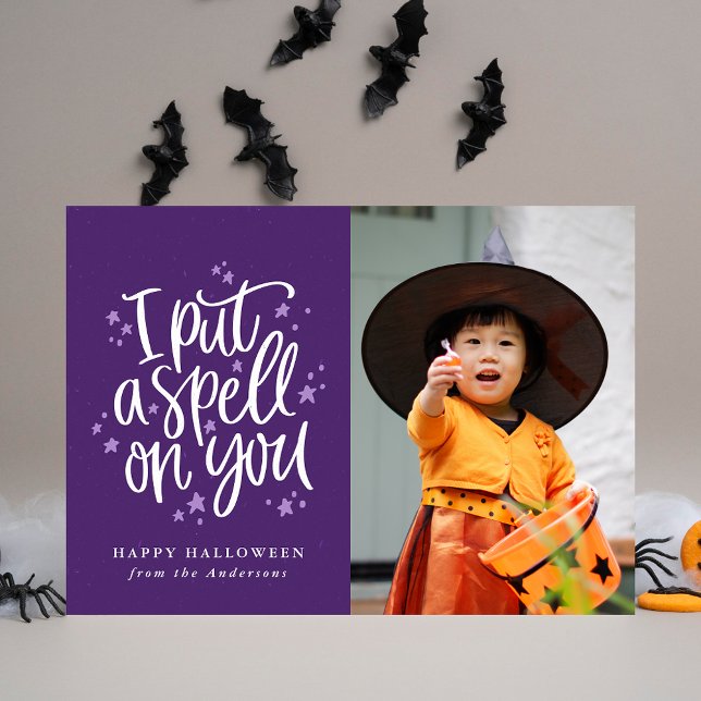 I Put A Spell On You Purple Halloween Photo Card (Creator Uploaded)