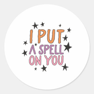 I Put A Spell On You Retro Halloween Shirt Stars W Classic Round Sticker