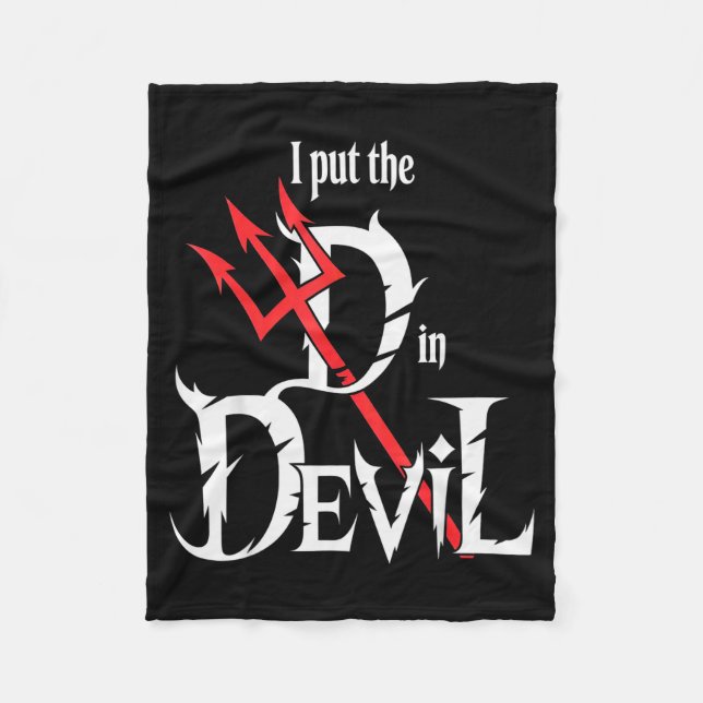 I Put D In Devil Halloween Funny Couple Halloween  Fleece Blanket (Front)