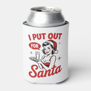 I Put Out For Santa Christmas Cookies Milk Retro Can Cooler