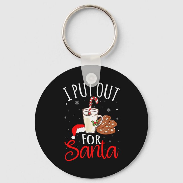 I Put Out For Santa Milk And Cookies Christmas Fun Key Ring (Front)