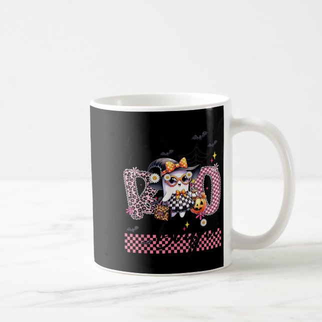 I Put The Boo In Boujee Cute Ghost Leopard Boujie  Coffee Mug (Right)