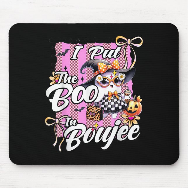 I Put The Boo In Boujee Cute Ghost Leopard Hallowe Mouse Pad (Front)
