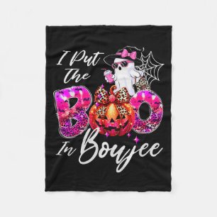 I Put The Boo In Boujee Cute Leopard Boujie Ghost  Fleece Blanket