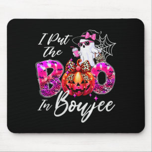 I Put The Boo In Boujee Cute Leopard Boujie Ghost  Mouse Pad