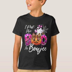 I Put The Boo In Boujee Cute Leopard Boujie Ghost  T-Shirt