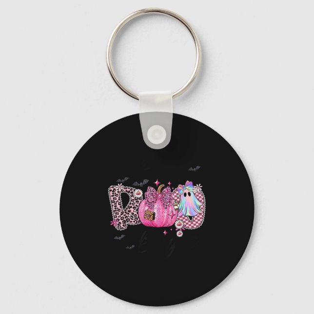 I Put The Boo In Boujee Funny Leopard Boujie Ghost Key Ring (Front)