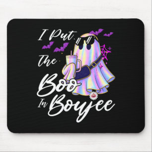 I Put The Boo In Boujee Funny Leopard Boujie Ghost Mouse Pad