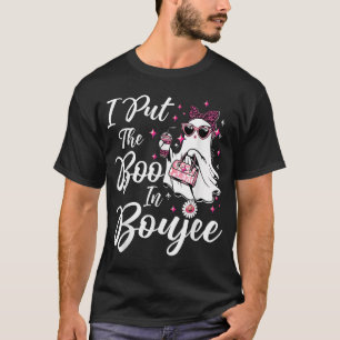 I Put The Boo In Boujee Ghost Pink Leopard  T-Shirt