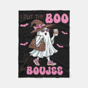 I Put The Boo In Boujee Halloween Cute Lady Ghost  Fleece Blanket