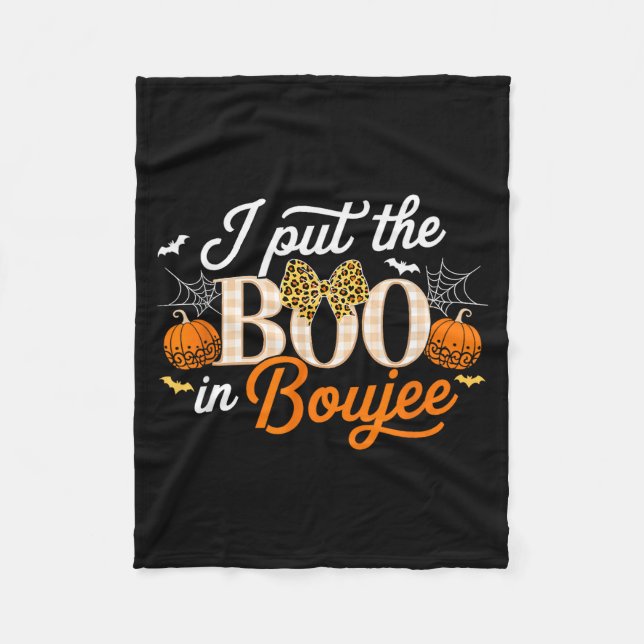 I Put The Boo In Boujee Halloween For Coquette Sok Fleece Blanket (Front)