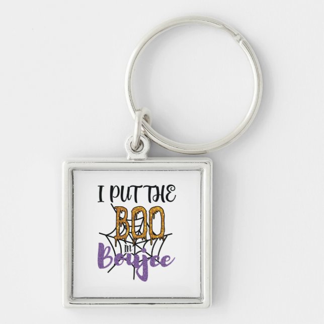 I Put The Boo in Boujee - Sparkly Gold Text Key Ring (Front)