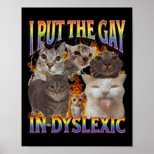 I Put The Gay In Dyslexic Funny Cat Meme Bootleg F Poster