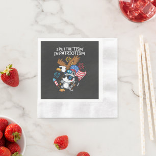 I Put The Tism in Patriotism Athletic Eagle Napkin