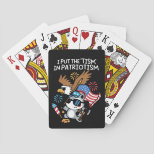 I Put The Tism in Patriotism Athletic Eagle Playing Cards