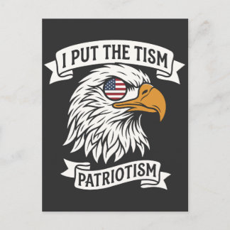 I Put The Tism In Patriotism Shirt Funny Bald Postcard