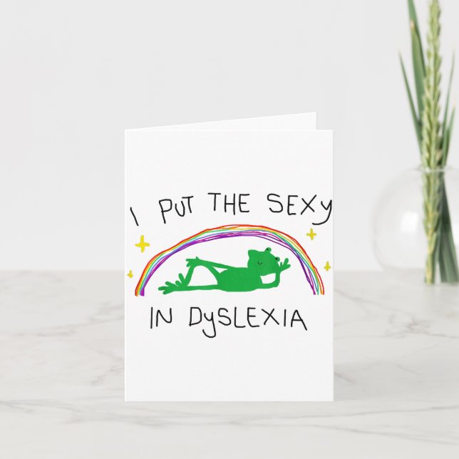 I Put The Y In Dyslexia Funny Cute Frog Saying Quo Card (Front)