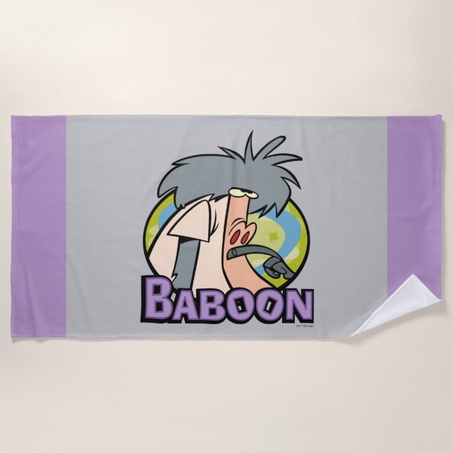 I.R. Baboon Character Badge Beach Towel (Front)