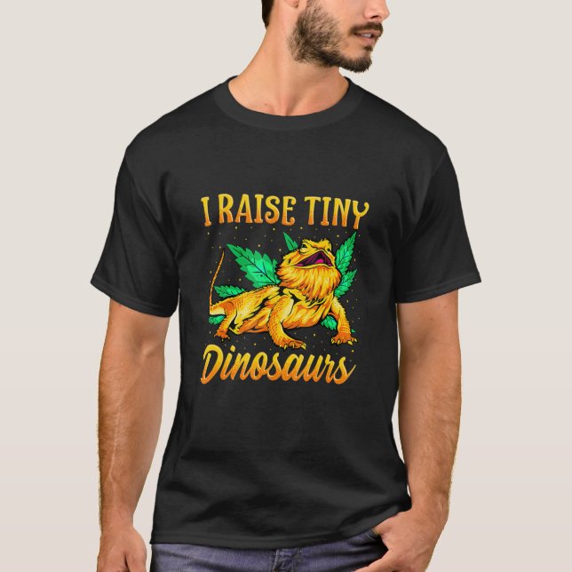 I Raise Tiny Dinosaurs Bearded Mum Dad T-Shirt (Front)