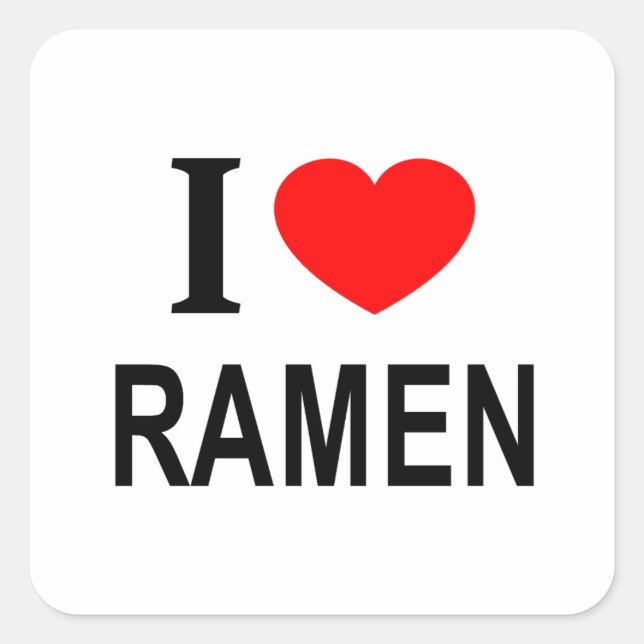 I ❤️ RAMEN I LOVE RAMEN I HEART RAMEN SQUARE STICK STICKER (Front)
