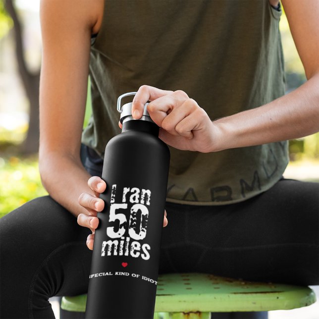 I Ran 50 Miles Ultramarathon Race Funny Running Water Bottle (Creator Uploaded)