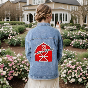 I Rather be at the Barn   Red Barn Denim Jacket