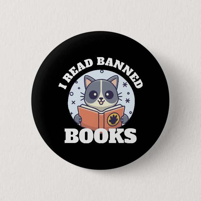 I read banned books 6 cm round badge (Front)