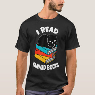 I Read Banned Books  Black Cat Reader Bookworm Wom T-Shirt