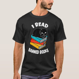 I Read Banned Books  Black Cat Reader Bookworm Wom T-Shirt