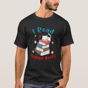 I Read Banned Books Black Cat Reader Bookworm Wome T-Shirt
