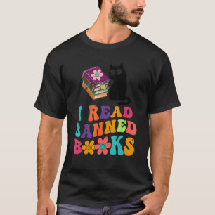 I Read Banned Books Black Cat Reader Bookworm Wome T-Shirt