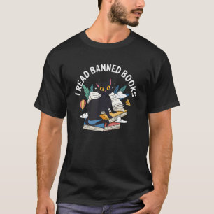 I Read Banned Books Black Cat V neck For Women T-Shirt