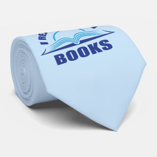 I read banned books-blue text design neck tie