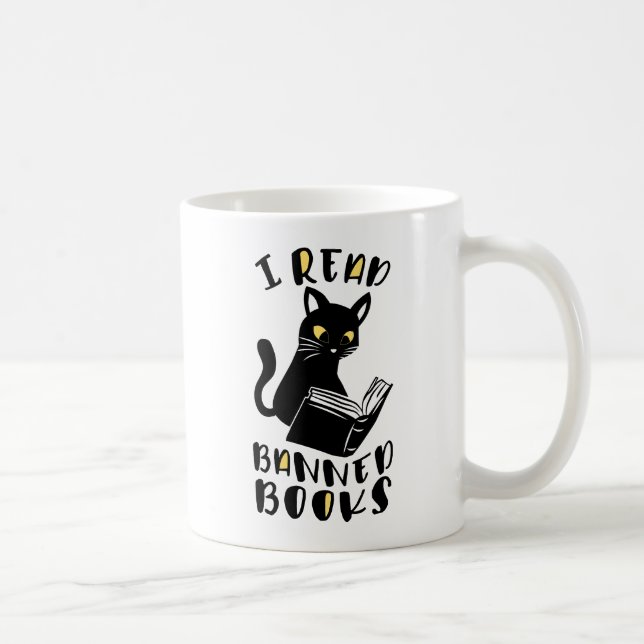 I read banned books Cat Coffee Mug (Right)