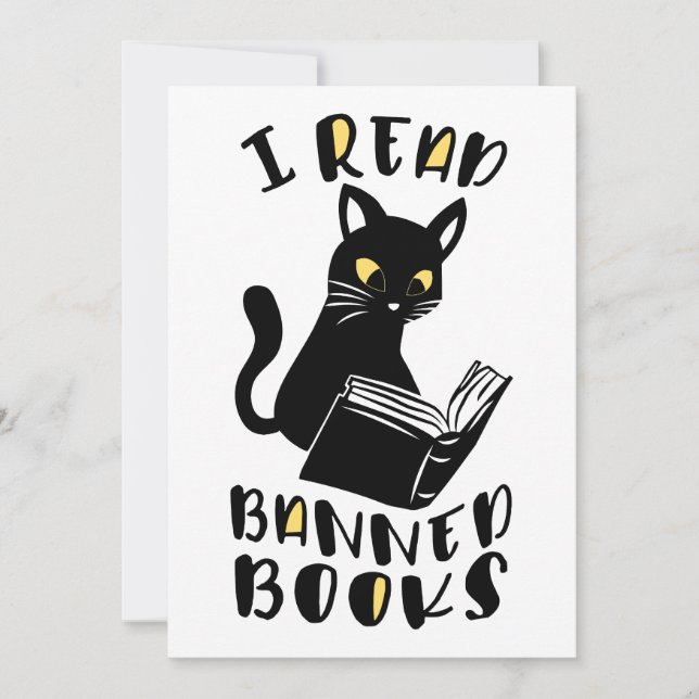 I read banned books Cat Invitation (Front)