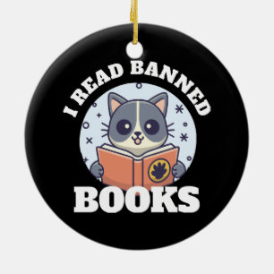 I read banned books ceramic tree decoration