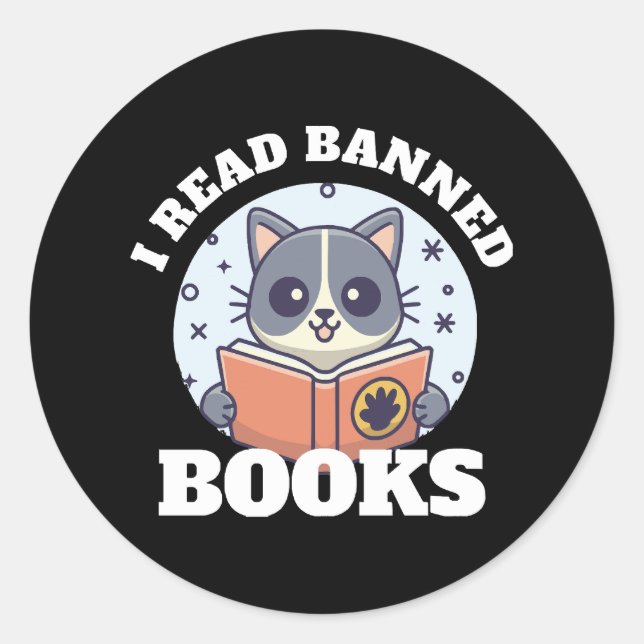 I read banned books classic round sticker (Front)