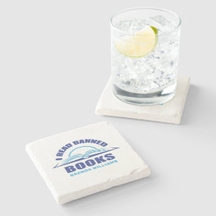 I read banned books custom name coaster