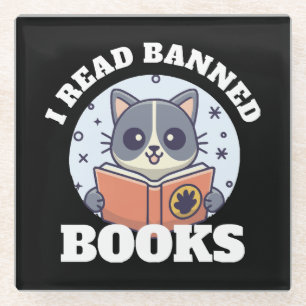 I read banned books glass coaster