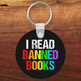 I Read Banned Books Rainbow Key Ring