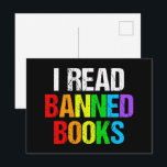 I Read Banned Books Rainbow Postcard<br><div class="desc">I read banned books. A cool rainbow postcard for people who like reading LGBTQ novels and other things that have been removed from the school library. A cute liberal gift.</div>