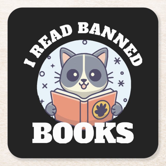 I read banned books square paper coaster (Front)