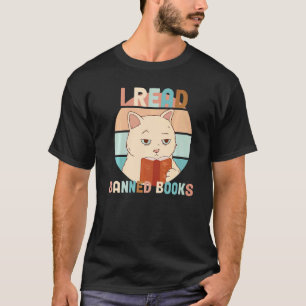 I Read Banned Books Tshirt Black Cat Reader Bookwo