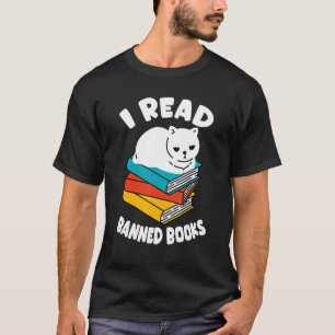 I Read Banned Books Tshirt Black Cat Reader Bookwo