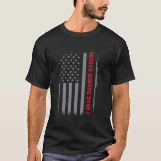 I Read Banned Books US Flag Readers Book Nerd Long T-Shirt