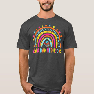 I Read Banned Books Vintage Rainbow Reading Book L T-Shirt