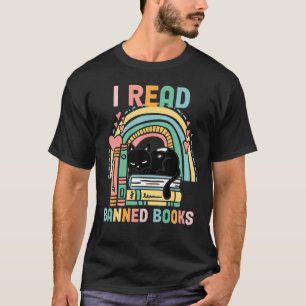I Read Banned Books Womens Bookworm Black Cat Read T-Shirt