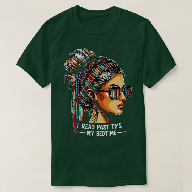 I Read Past My Bedtime Girl Youth Toddler Reading  T-Shirt (Design Front)