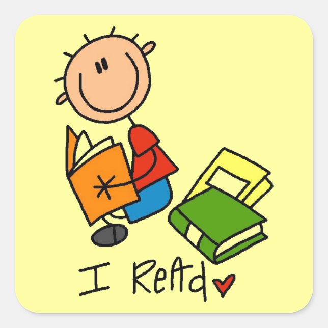 I Read Square Sticker (Front)