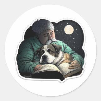 I read to my dog too!  classic round sticker